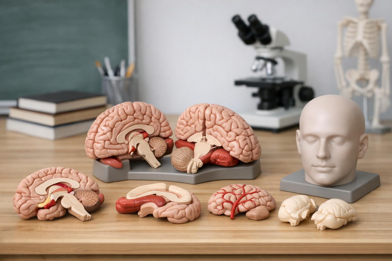 Zdjęcie: rozbieralny model anatomiczny mózgu na stole dydaktycznym